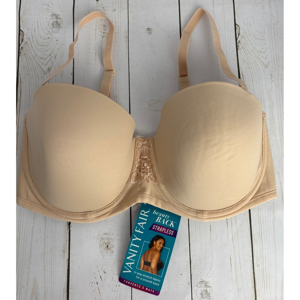 Vanity Fair Beauty Back Strapless Underwire Bra 74380 Rose Beige 36D NWT B011
